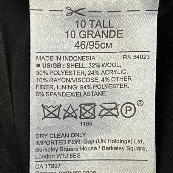 Banana Republic Houndstooth Double Breasted Wool Jacket Black White Size 10 Tall - Picture 10 of 12